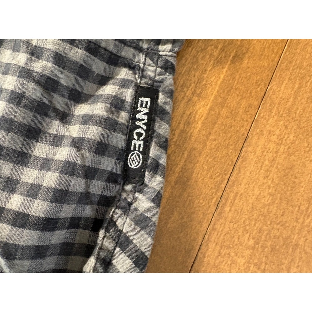 Enyce Mens 2XL Button Up Short Sleeve Gingham‎ Black White Plaid - Picture 4 of 7
